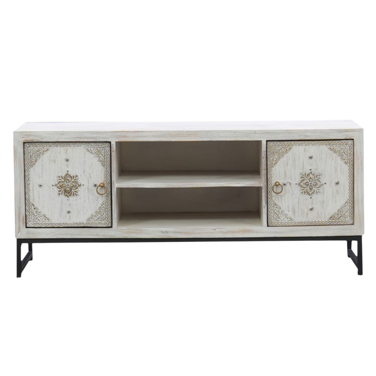 Lowboard Vaquin Massivholz TV Möbel Boho Ethno Sideboar