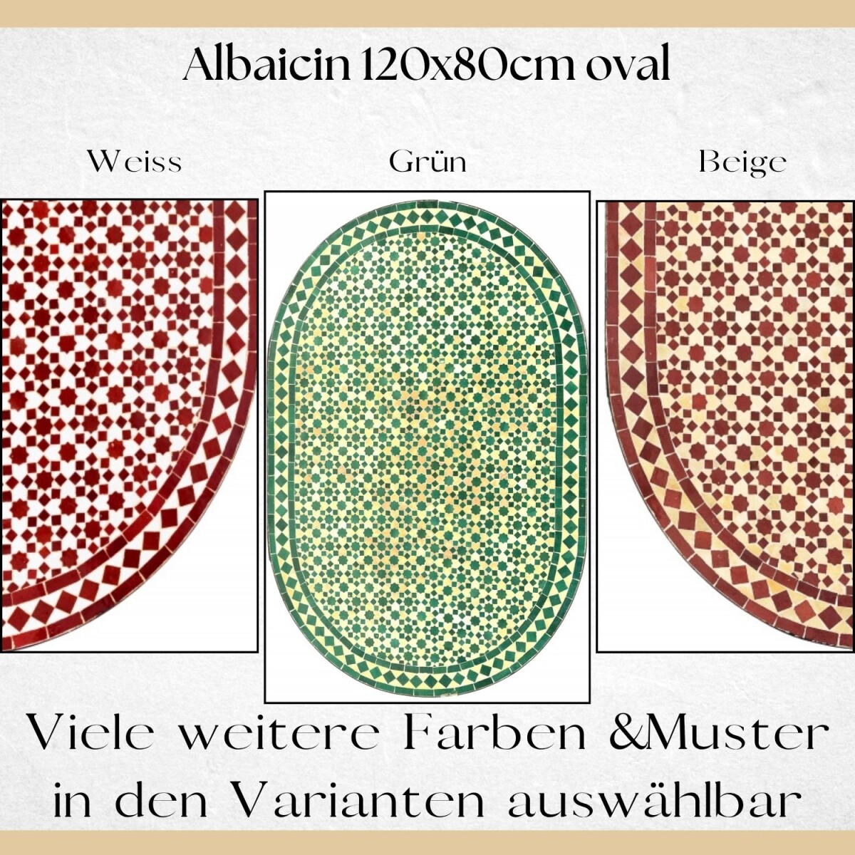 Marokkanischer Mosaiktisch Albaicin 120x80cm | Handarbeit