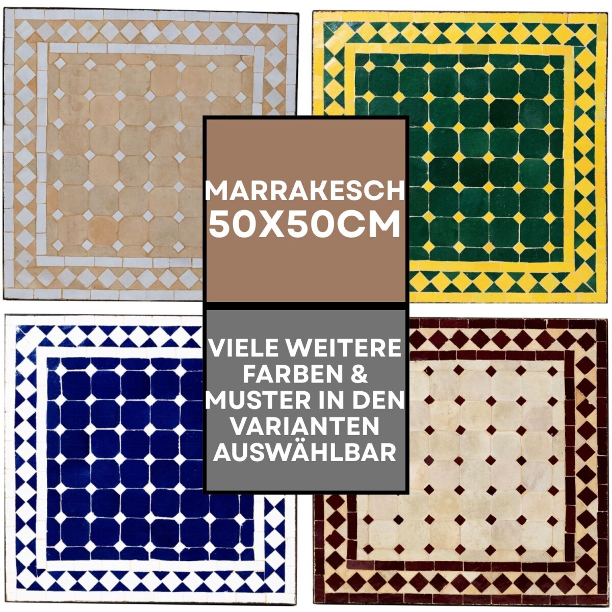 Marokkanischer Mosaiktisch Marrakesch 50x50 cm | Handarbeit