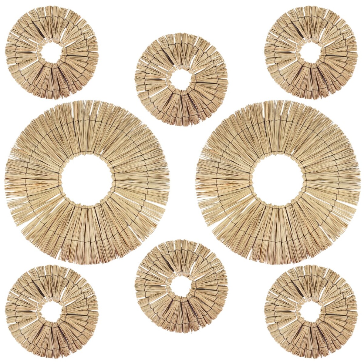 Wanddeko Boho Rattan 8er Set | 2x 58cm & box