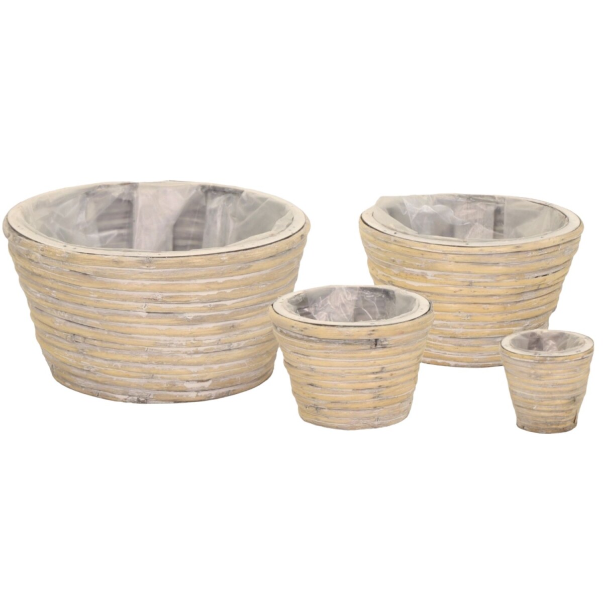 Blumentopf Rattan grau | Pflanzkorb 4er  box