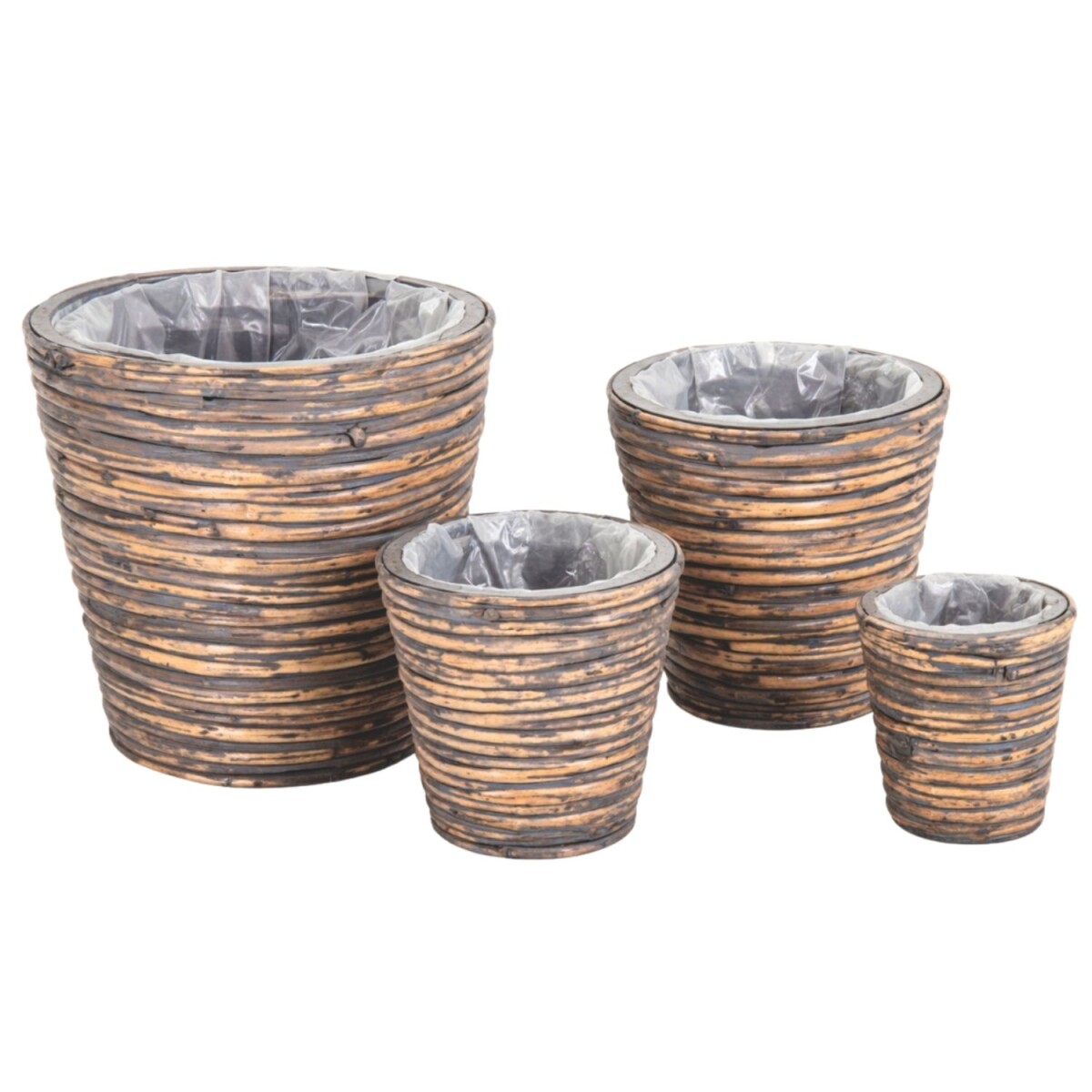 Blumentopf Rattan braun | Pflanzkorb 4er box