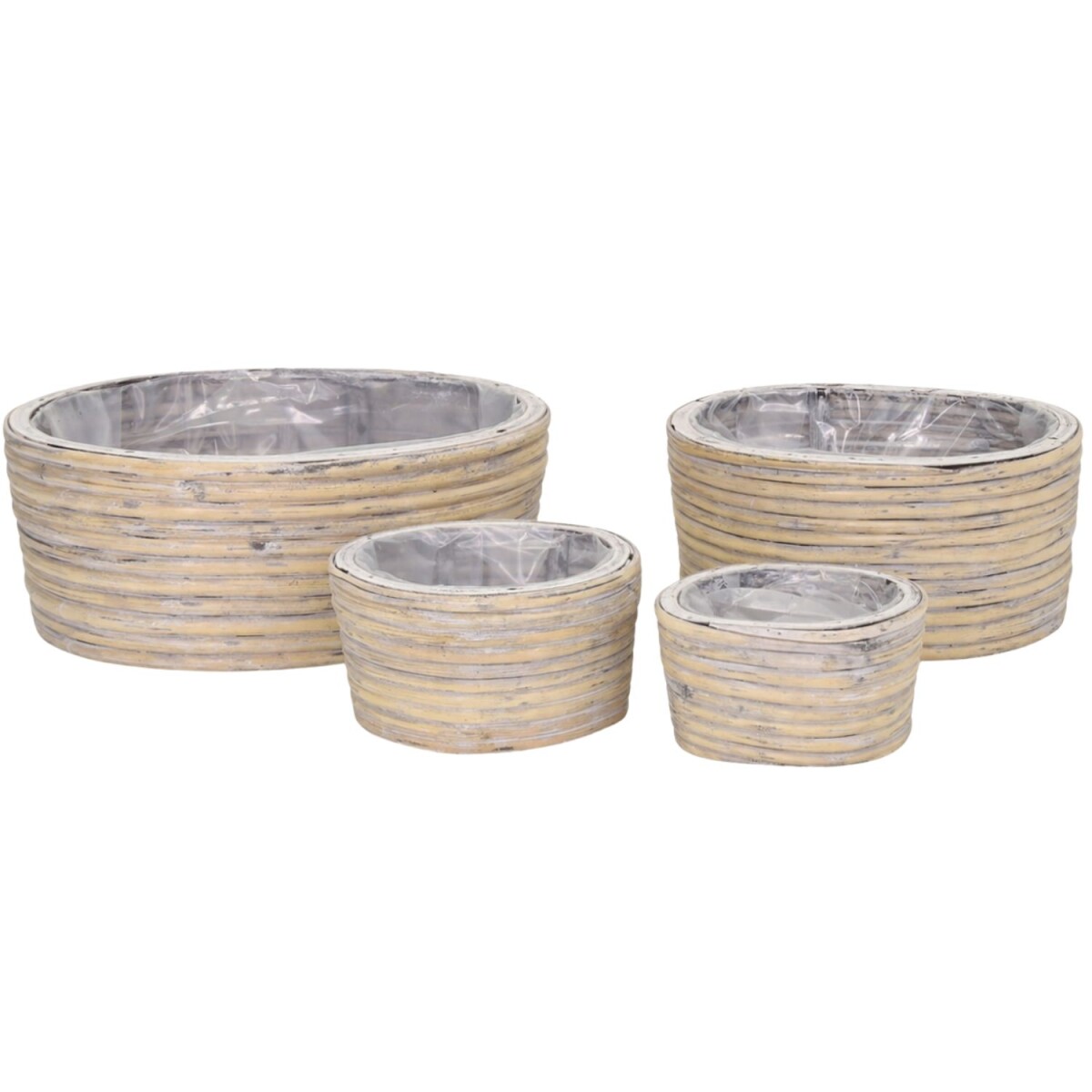 Blumentopf oval Rattan grau | Pflanzkorb box