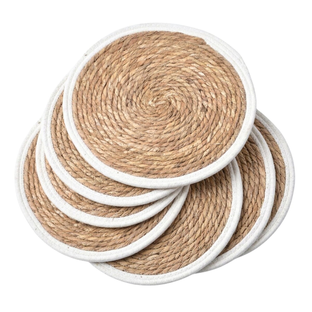 6er Set Boho Platzset Rattan Natur Weiß 6er Set | Tisc