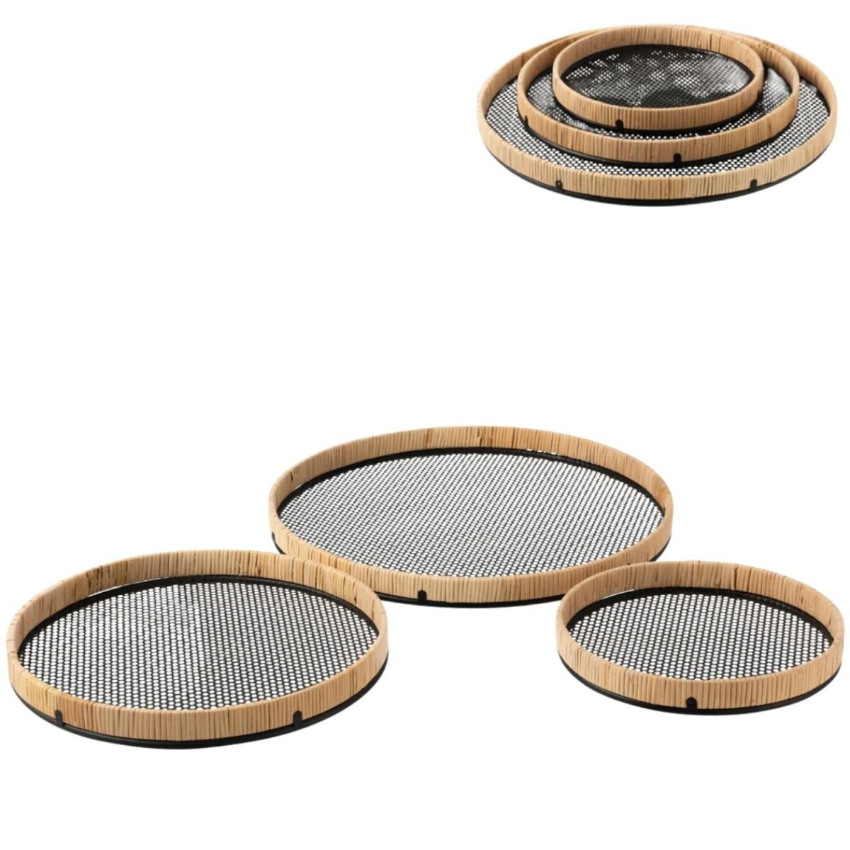3er Set Boho Tablett Rattan handgefertig box