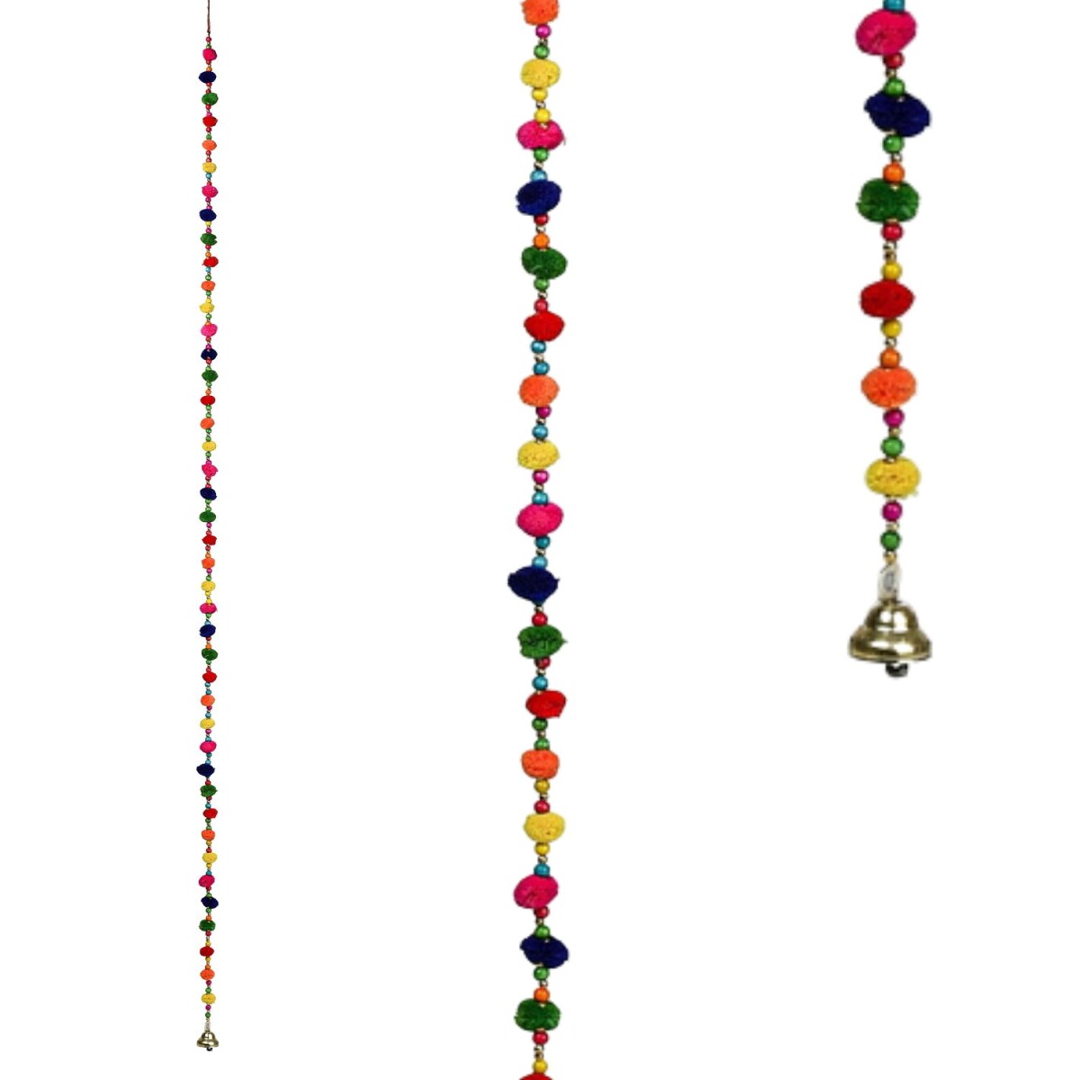 Dekoaufhänger Pom Pom Bunt mit Perlen Pompons und Gl&ou