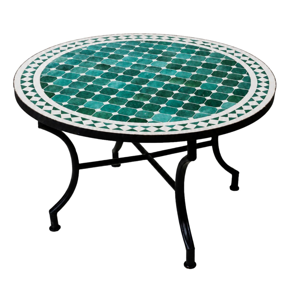 Mosaik Couchtisch Marrakesch Grün Weiß Ø80