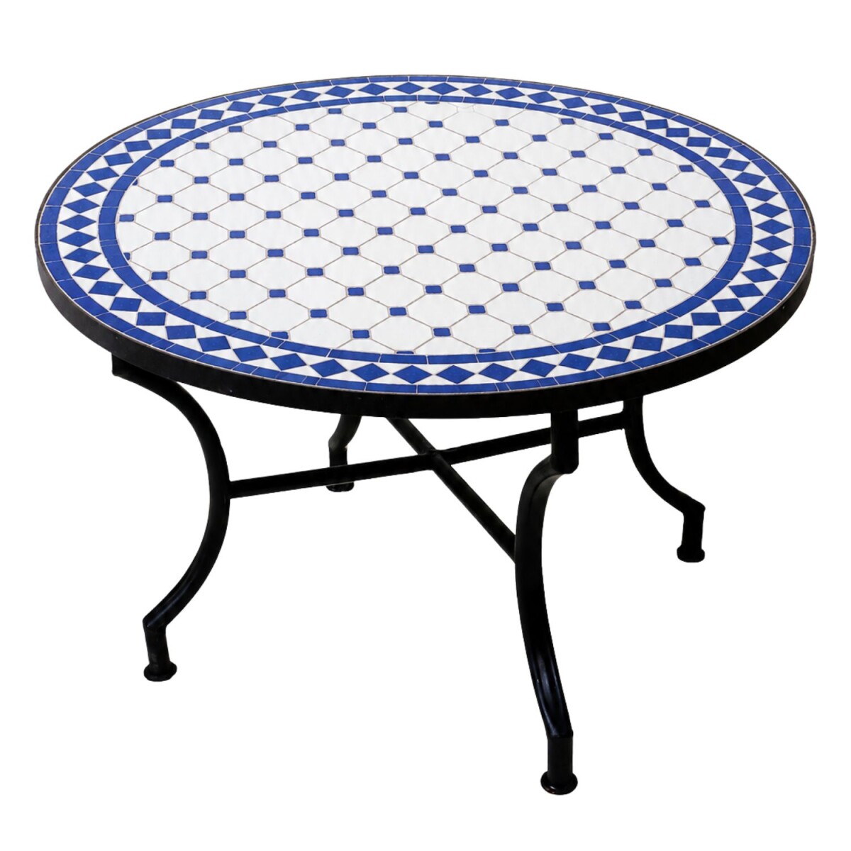 Mosaik Couchtisch Marrakesch Weiss Blau Ø80cm H45cm k