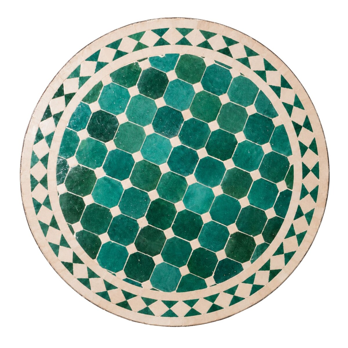 Marokkanische Mosaikplatte Marrakesch Grün-Beige aus Ke