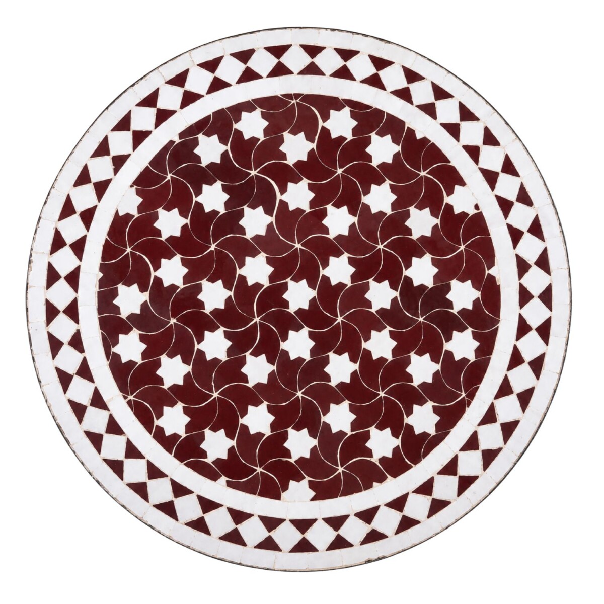 Marokkanische Mosaikplatte Estrella aus Mosaik in Bordeaux-W