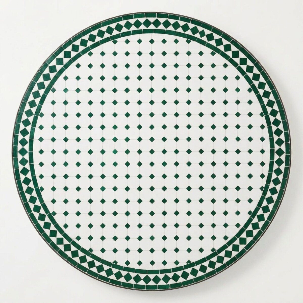 Marrakesch Weiss Grün 120cm Mosaikplatte rund handgemac