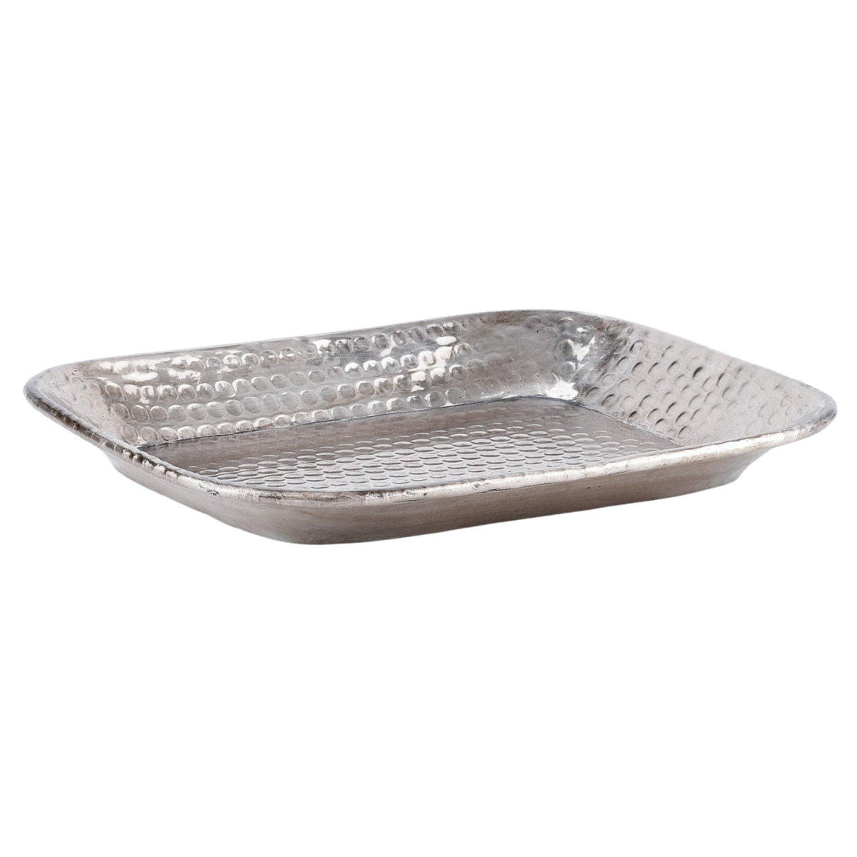 Orientalische Deko Serviertablett Lesha aus Aluminium in Sil