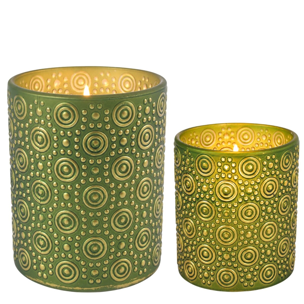 Windlicht Hailey Gr&uuml;n 2er Set Glas 10 und 12,5...