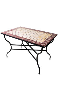 Marokkanischer Mosaiktisch Sonne Beige Bordeaux 120x80cm...