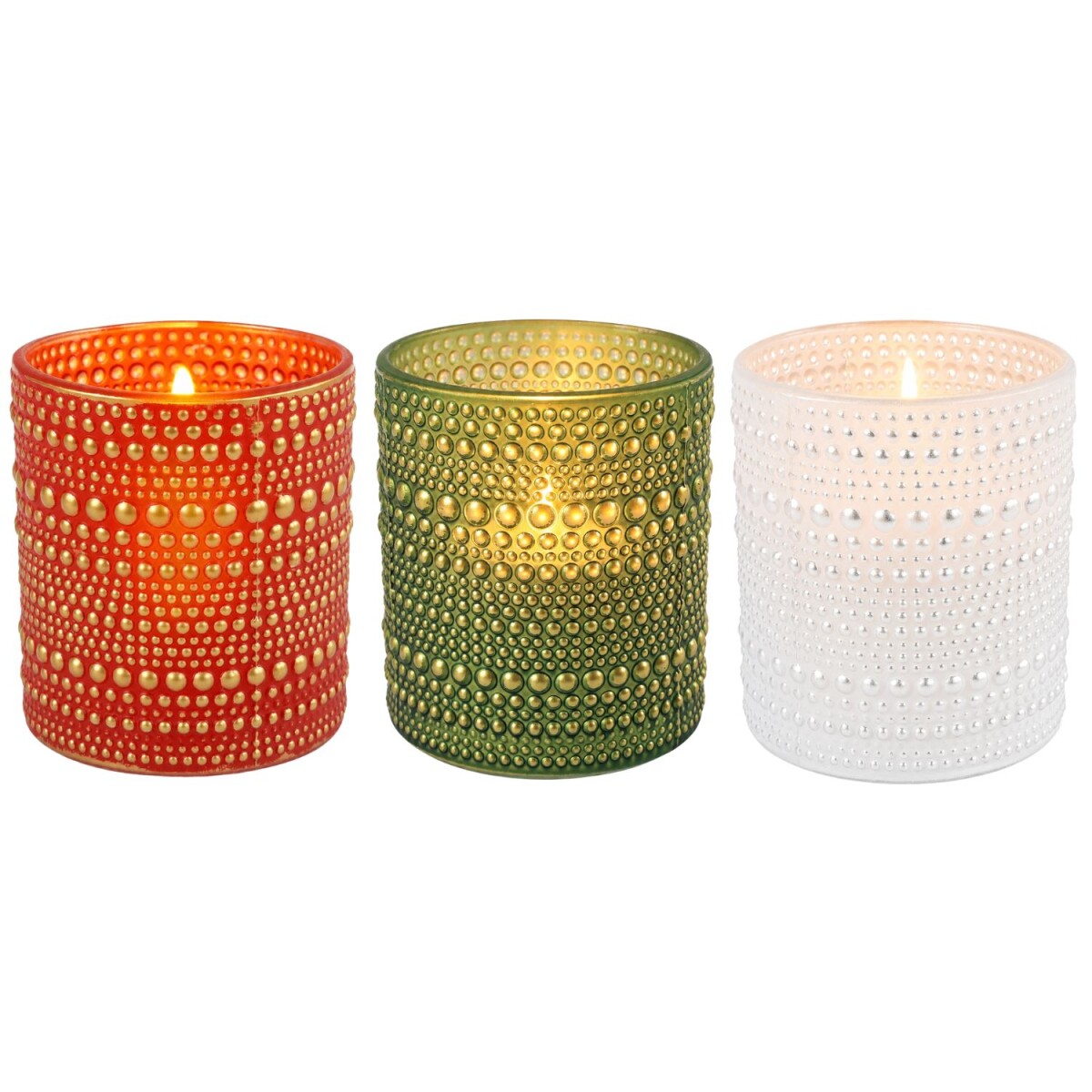 Windlicht Nelle 3er Set klein Glas Wei&s box