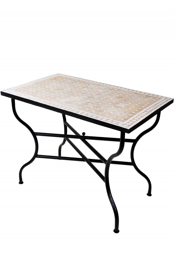 Marokkanischer Mosaiktisch Marrakesch Beige Weiss 120x80cm |