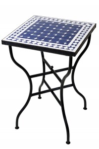 Marokkanischer Mosaiktisch Marrakesch Blau-Weiss...