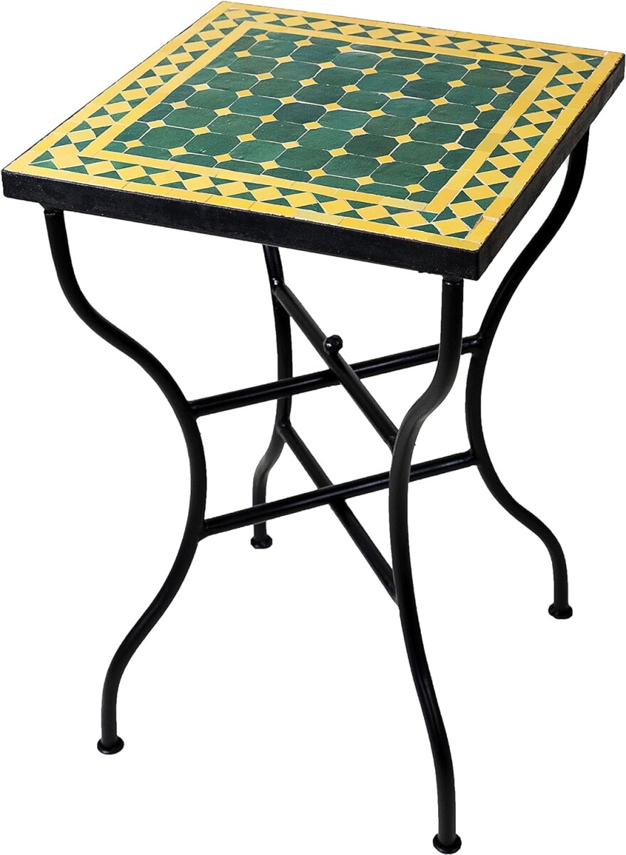 Marokkanischer Mosaiktisch Marrakesch Grün-Gelb 50x50 c