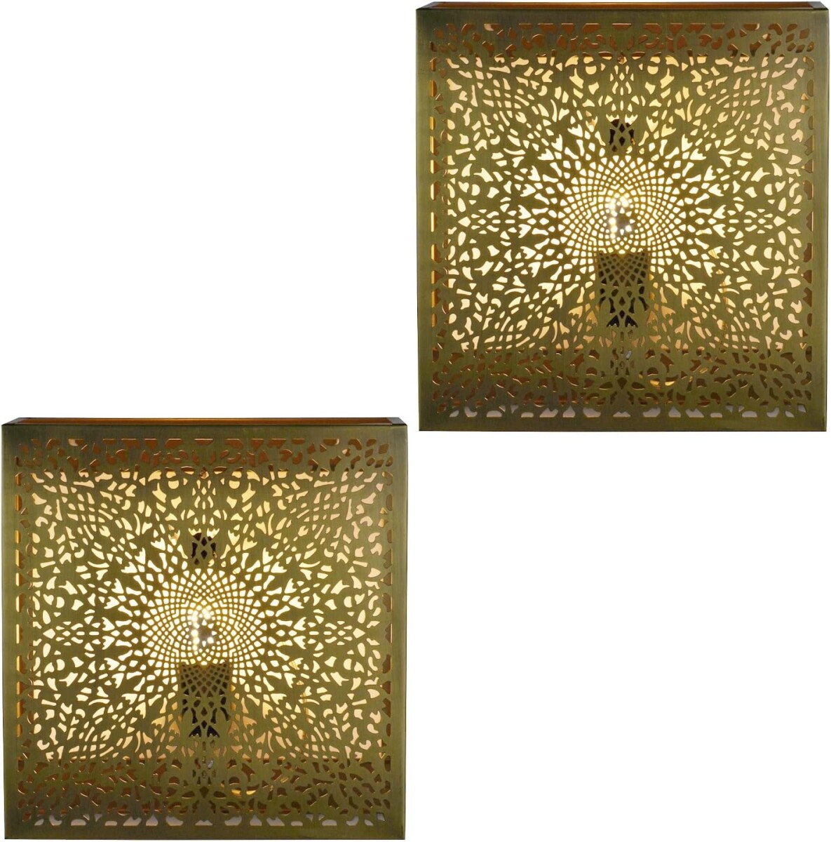 2er Set Orientalische Wandlampe Yakin aus Metall gold antik 