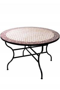 Marokkanischer Mosaiktisch Meknes Beige Bordeaux 120cm |...