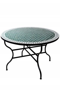 Marokkanischer Mosaiktisch Marrakesch Grün Weiss...