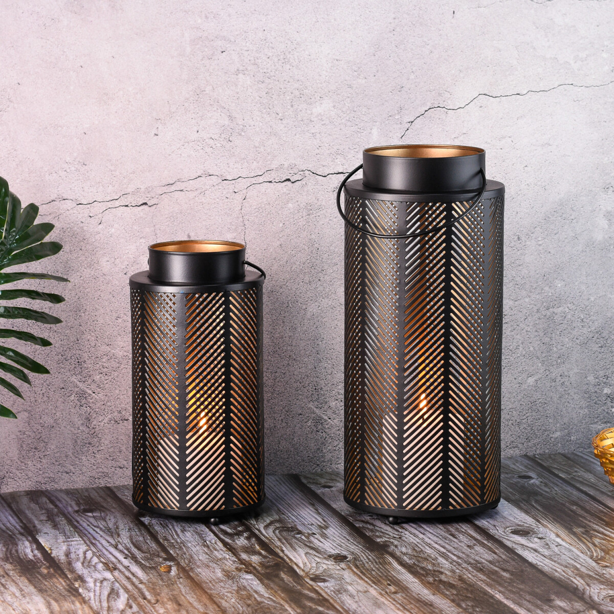 2er Set Modernes Gartenwindlicht Arvid edel aus Glas in Schw