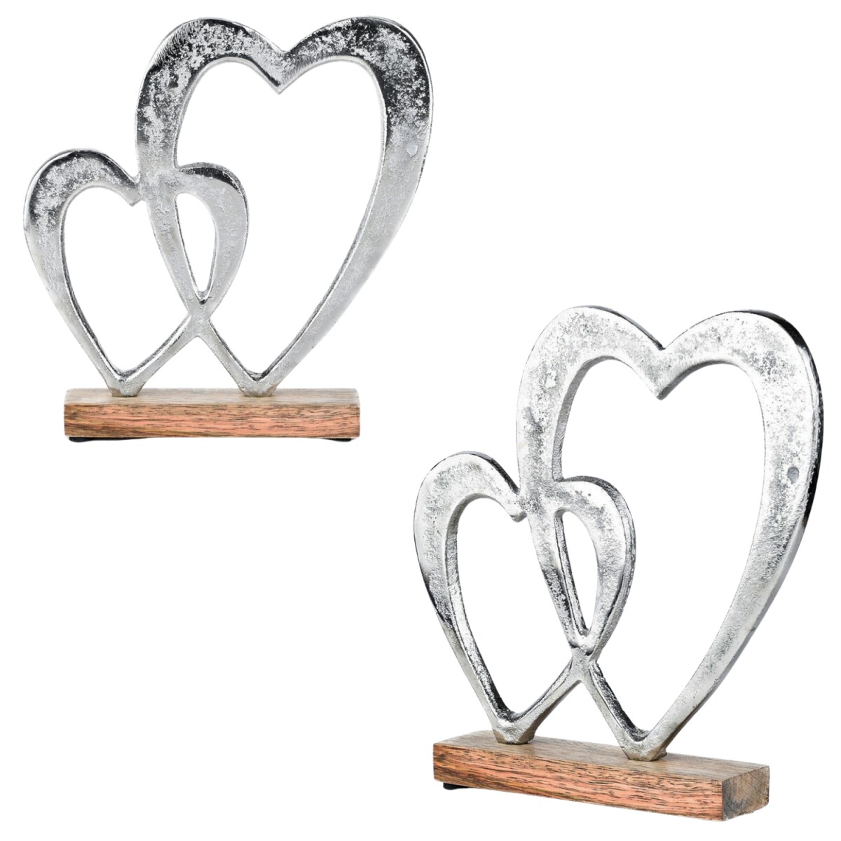 2er Set Herz Dekoaufsteller Amour Motiv -10- aus Holz in Sil