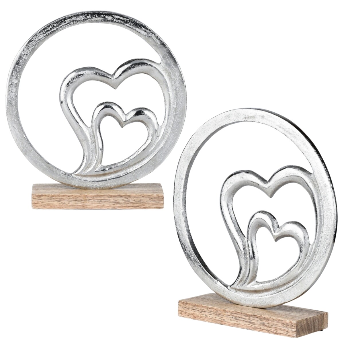 2er Set Love Dekoaufsteller Amour Motiv 11 aus Holz in Silbe