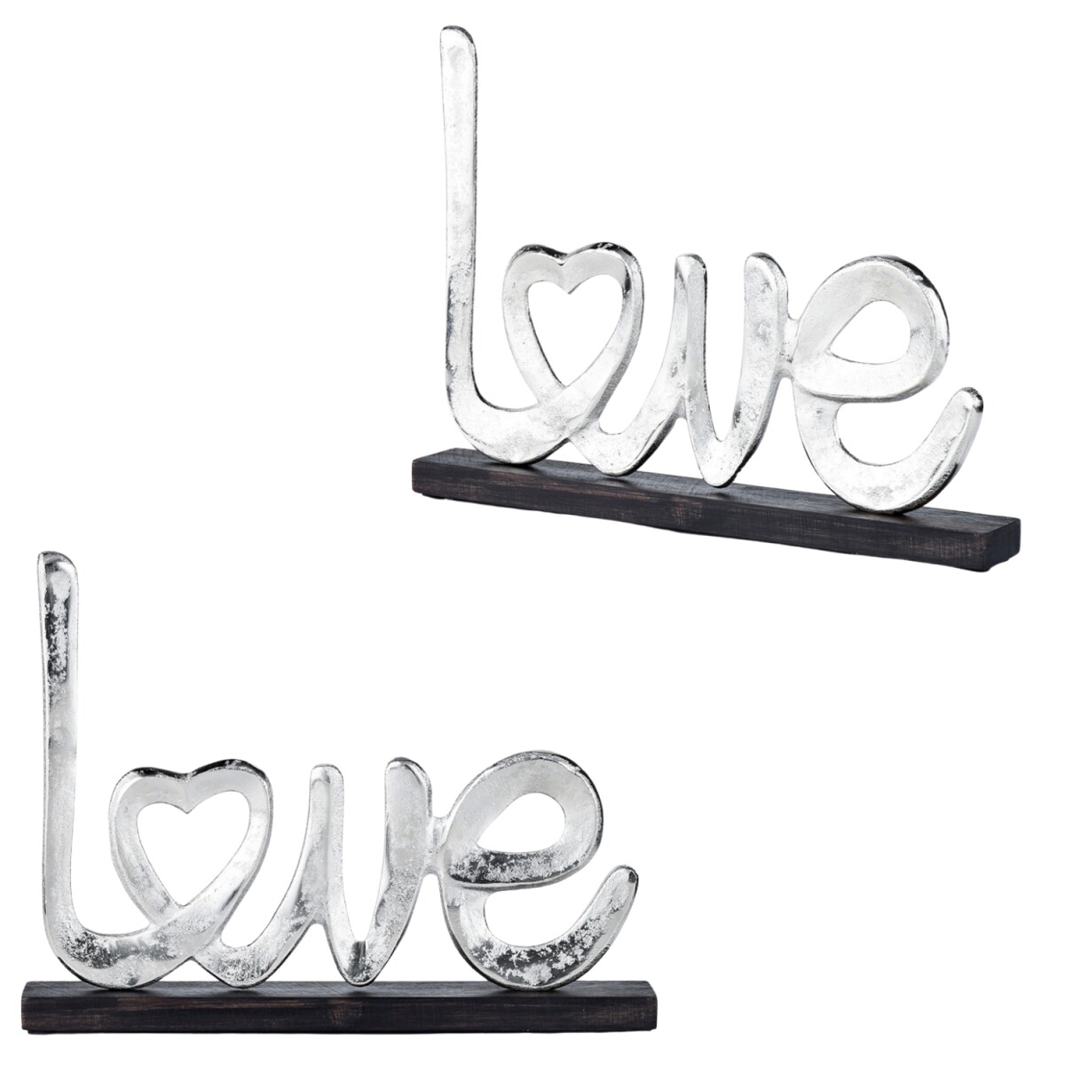 2er Set Love Dekoaufsteller Amour handgemacht aus Holz in Si