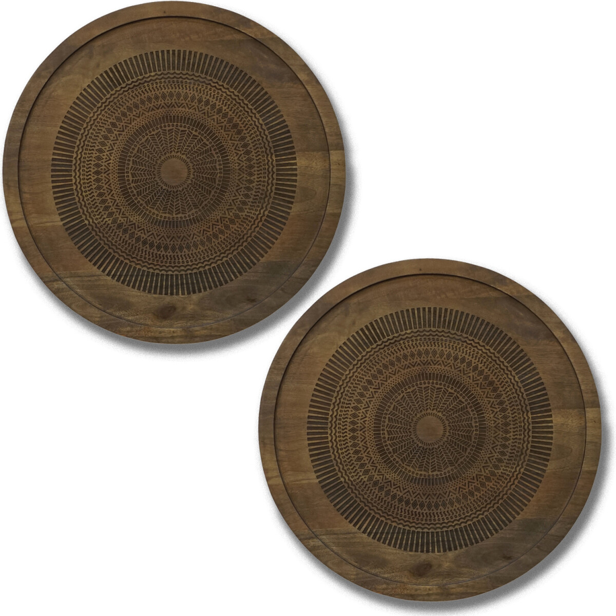 Wandbild Astus Rund 2er Set Ø60cm aus Mangoholz | Boh