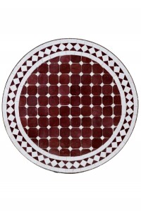 Marokkanischer Mosaiktisch Marrakesch Bordaux Weiss,...