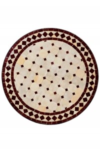 Marokkanischer Mosaiktisch Marrakesch Beige Bordaux 60cm,...