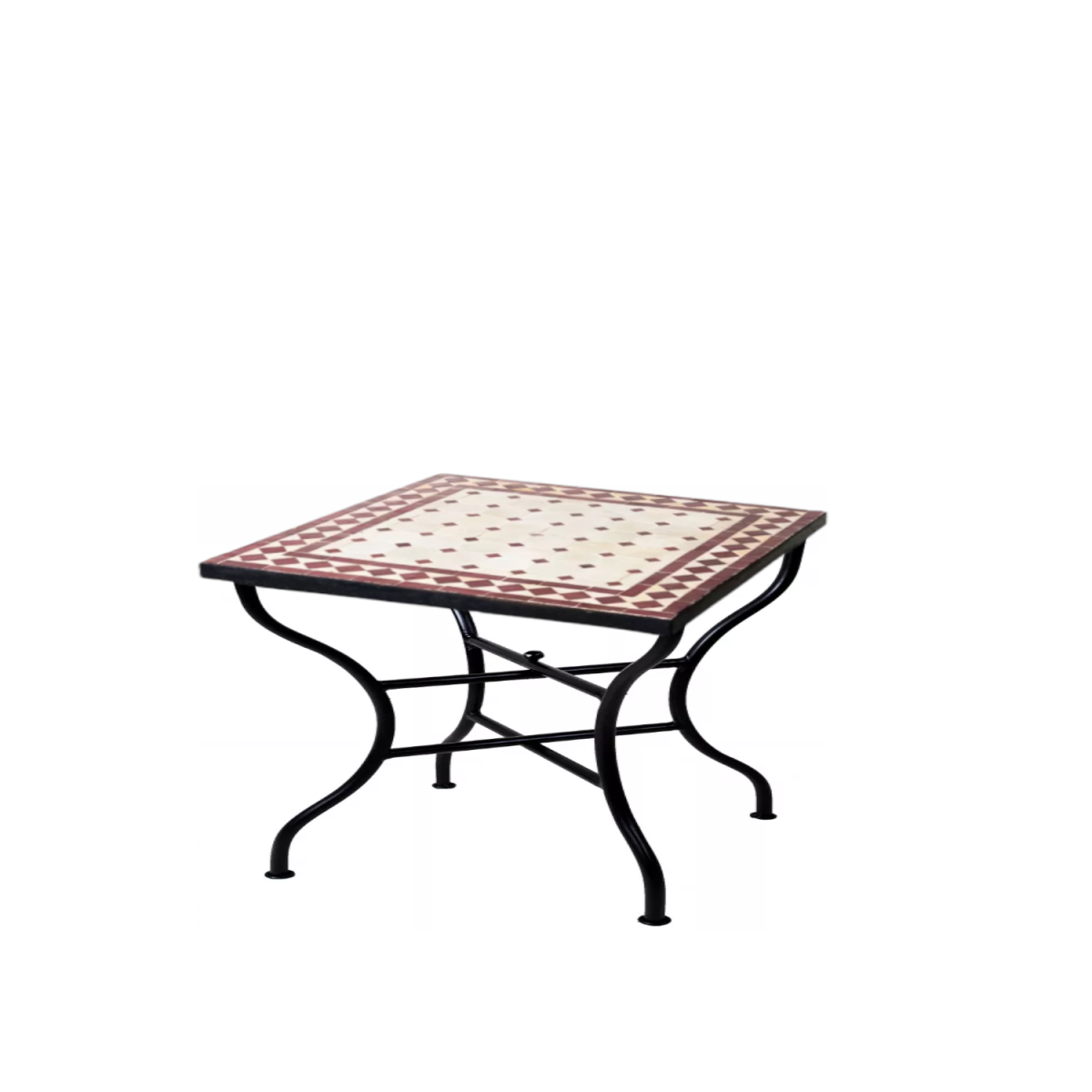 Marokkanischer Mosaiktisch Beige Bordeaux, 50x50cm, 45cm hoc