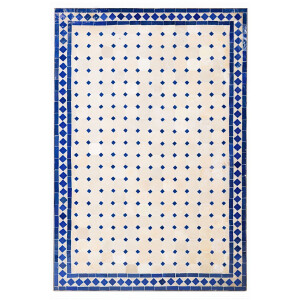 Marokkanischer Mosaiktisch Marrakesch Beige Blau 120x80cm...