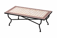 Marokkanischer Mosaiktisch Marrakesch Beige Bordeaux 120x80cm , 45cm hoch