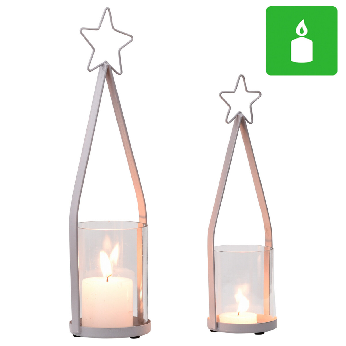 2er Set Retro Kerzenständer Bomiki aus Metall Weihnacht
