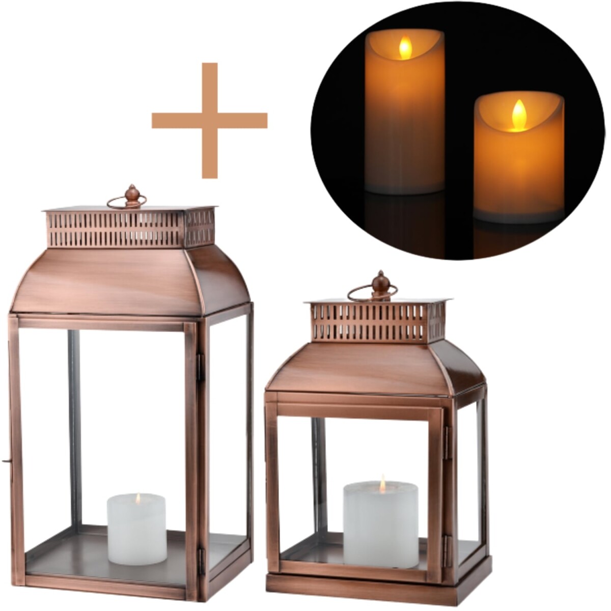 2er Set LED Vintage Windlicht Smilia aus box