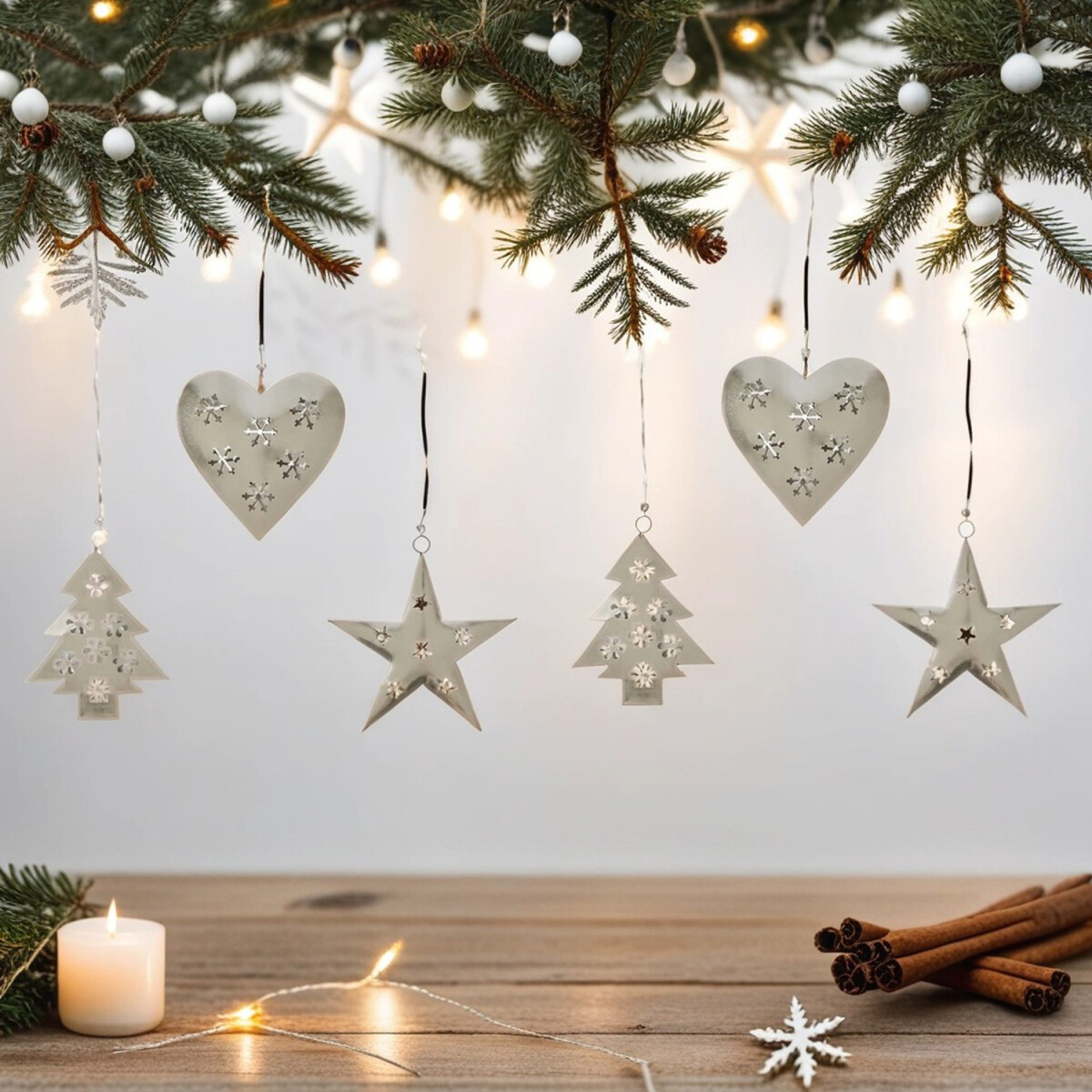 6er Set Weihnachtsanhänger Mix hand box
