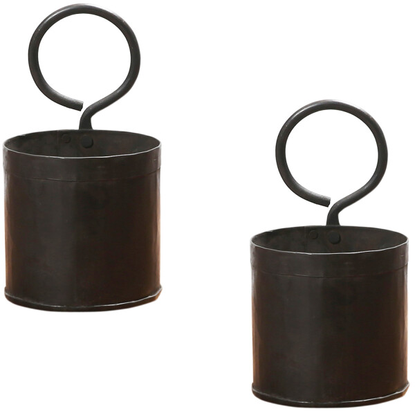 2er-Set Vintage Blumentöpfe aus Metall, 20 cm