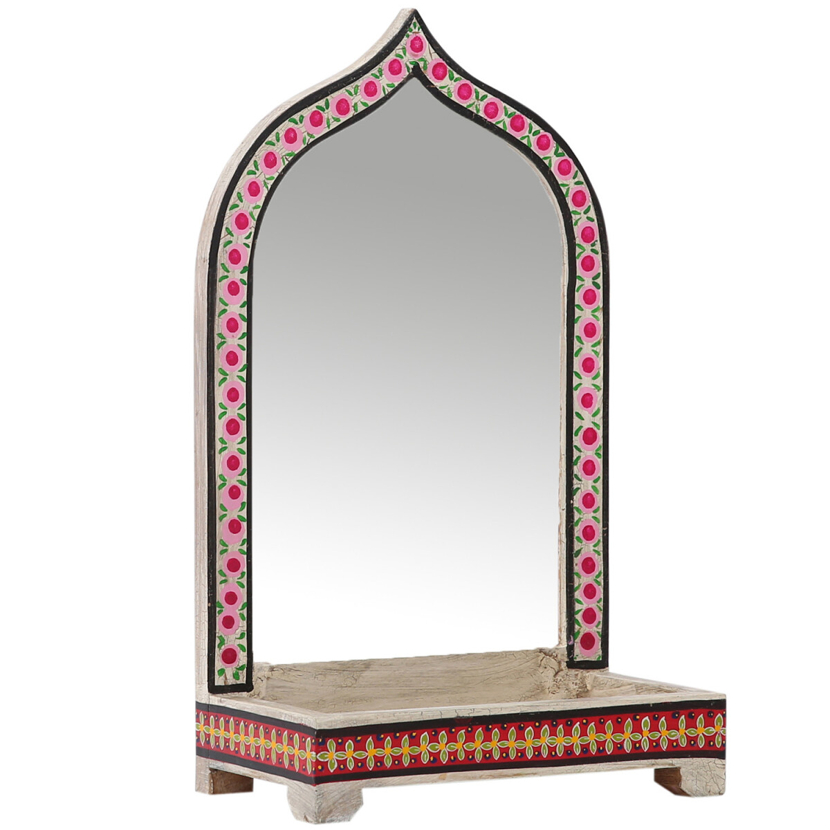 Boho Standspiegel Akriti Motiv 1 modern aus Mangoholz in Bun