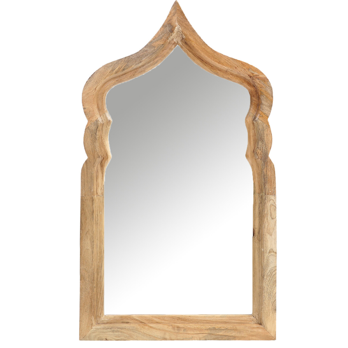 Boho Wandspiegel Aastha handgefertigt aus Holz in Natur 90 c