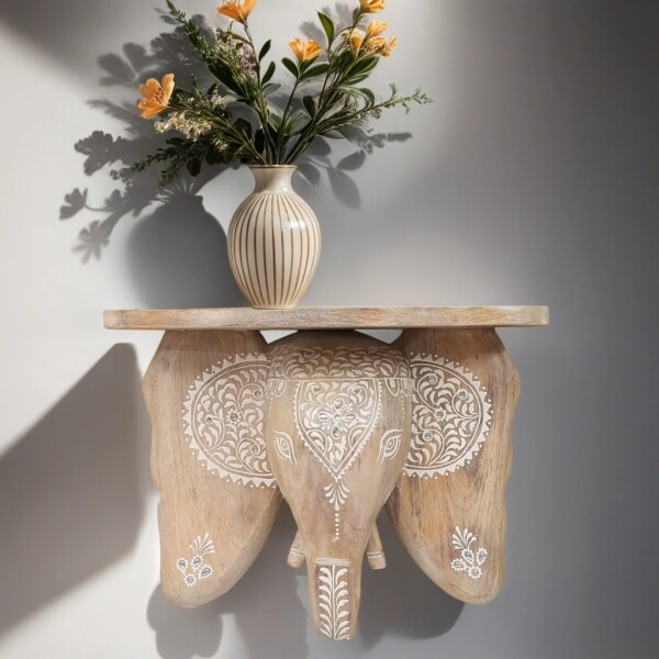 ABOOFAN Wandregal Weiß Geschnitzt - 2-teiliges Set Für Pflanzen & Deko