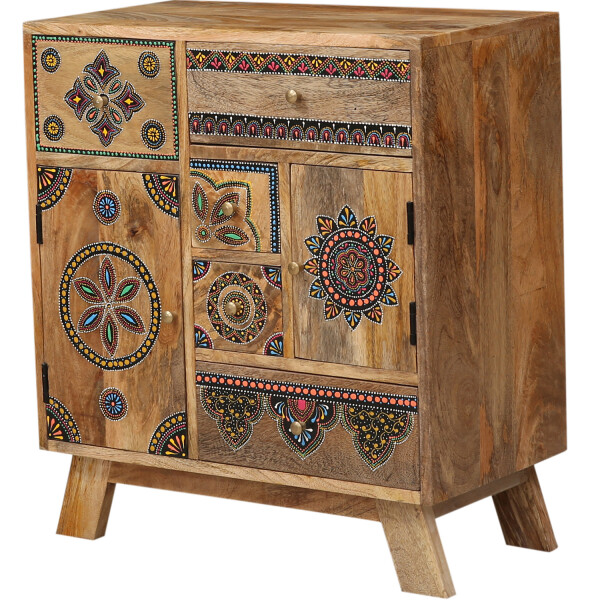 Orientalische Schubladenkommode aus Mangoholz, 68 cm hoch