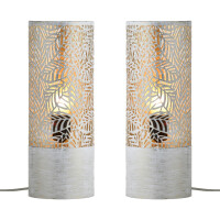 2er Set Boho Deko Tischlampe Nachttischlampe Lampe Verdure Klein Weiss