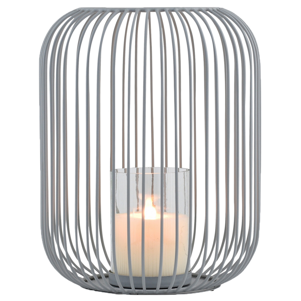 Boho Windlicht Tesour handgefertigt aus Metall in Grau 27 cm