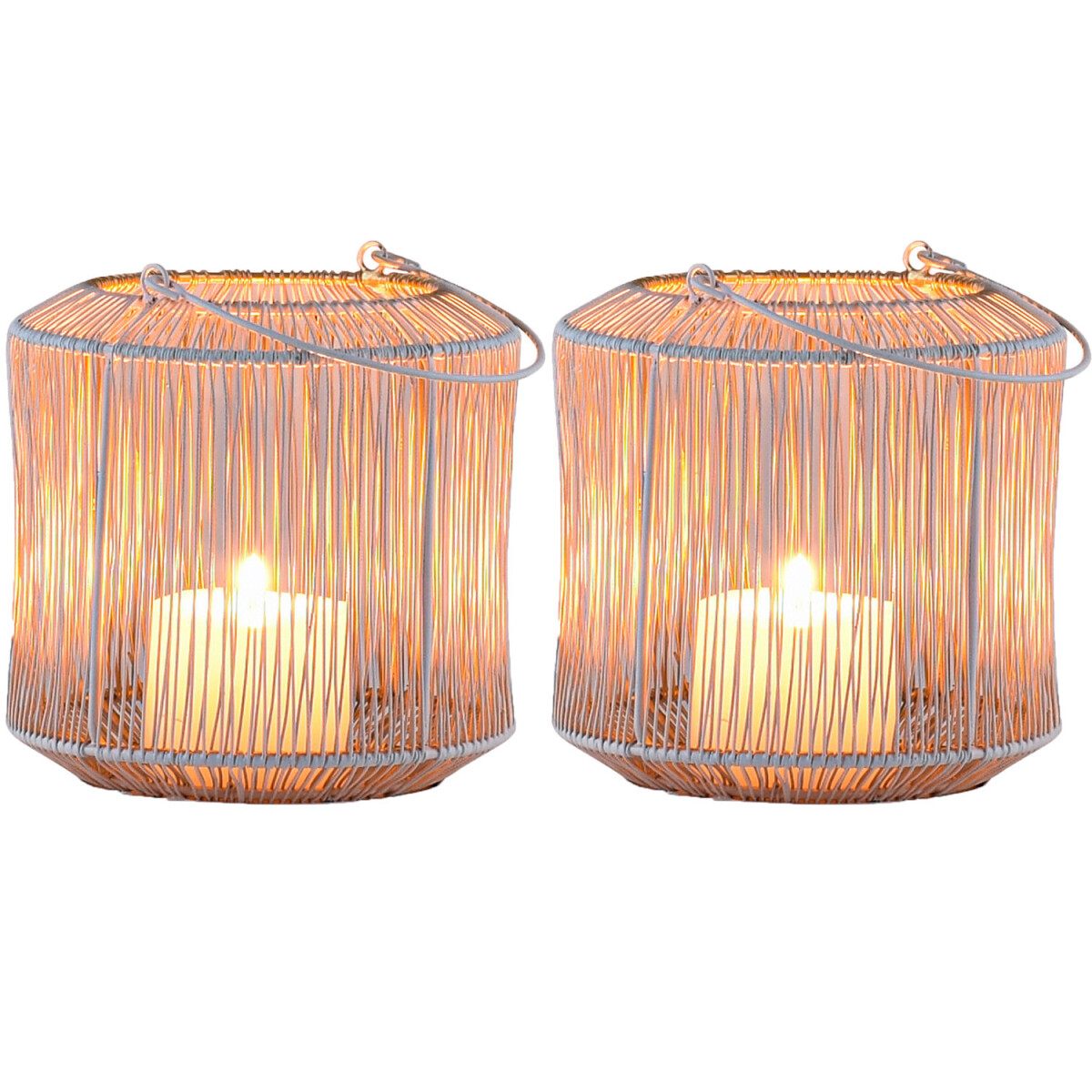 2er Set Skandinavisches Windlicht Stello edel aus Metall in 