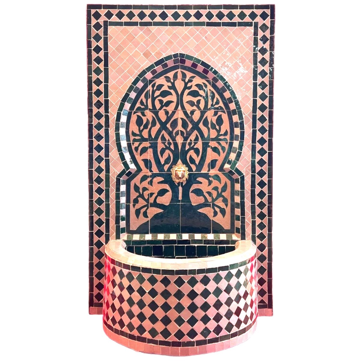 Marokkanischer Mosaik Gartenbrunnen 109cm | Boho Zimmerbrunn