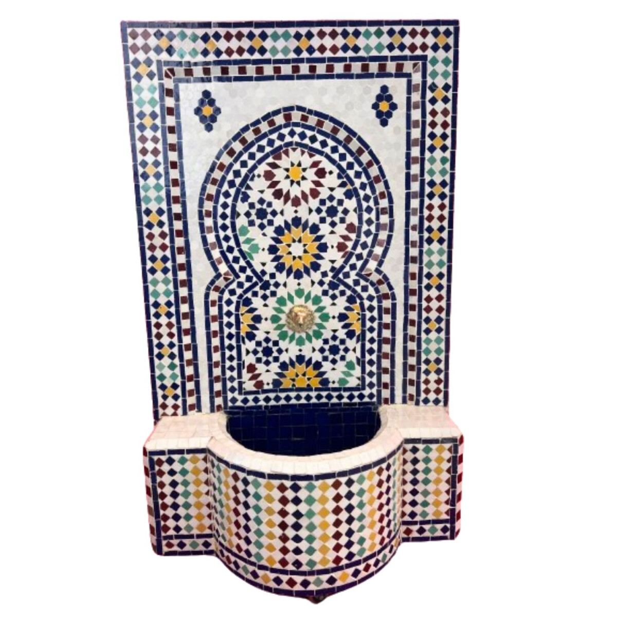 Marokkanischer Mosaik Gartenbrunnen 130cm | Boho Zimmerbrunn