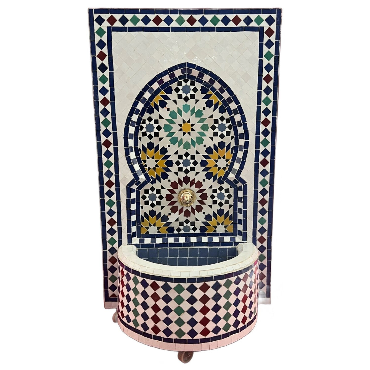 Marokkanischer Mosaik Gartenbrunnen 107cm | Boho Zimmerbrunn