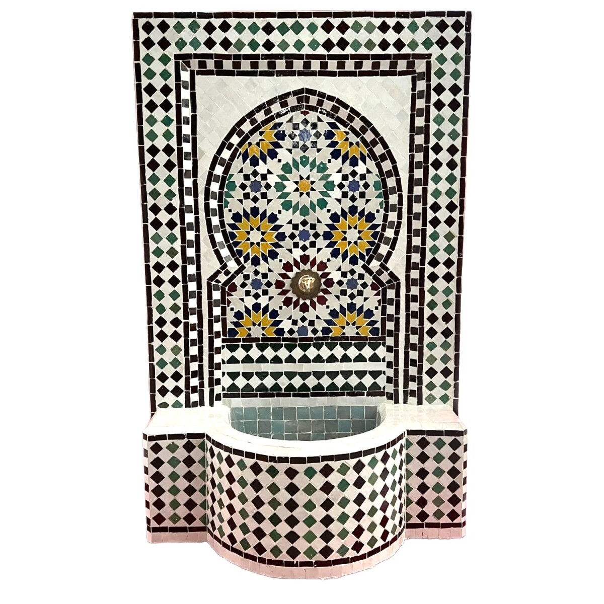 Marokkanischer Mosaik Gartenbrunnen 129cm | Boho Zimmerbrunn